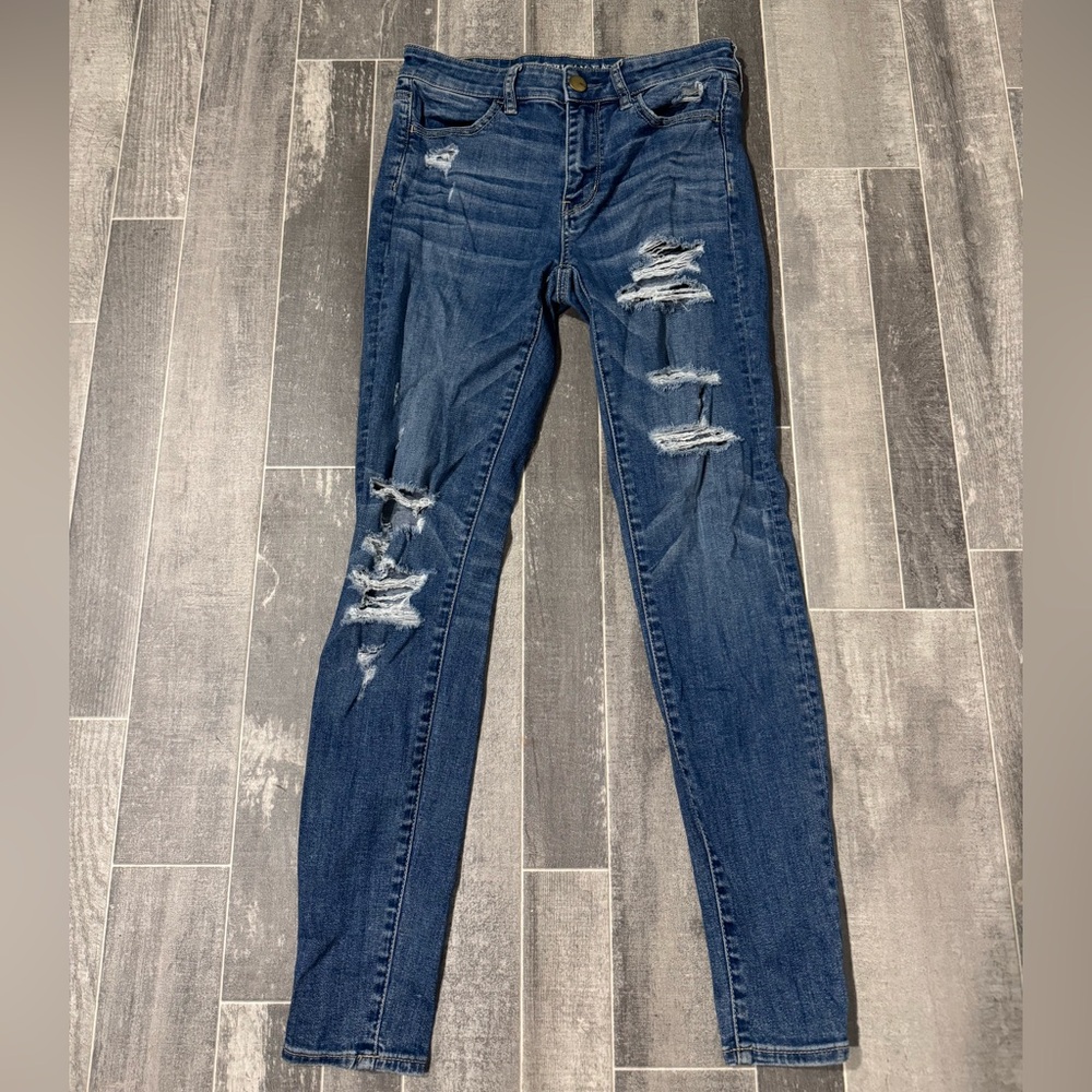 Distressed Blue Skinny Jeans